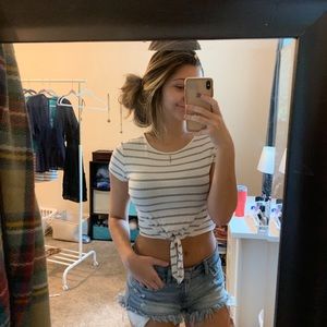 Black & White Striped Crop